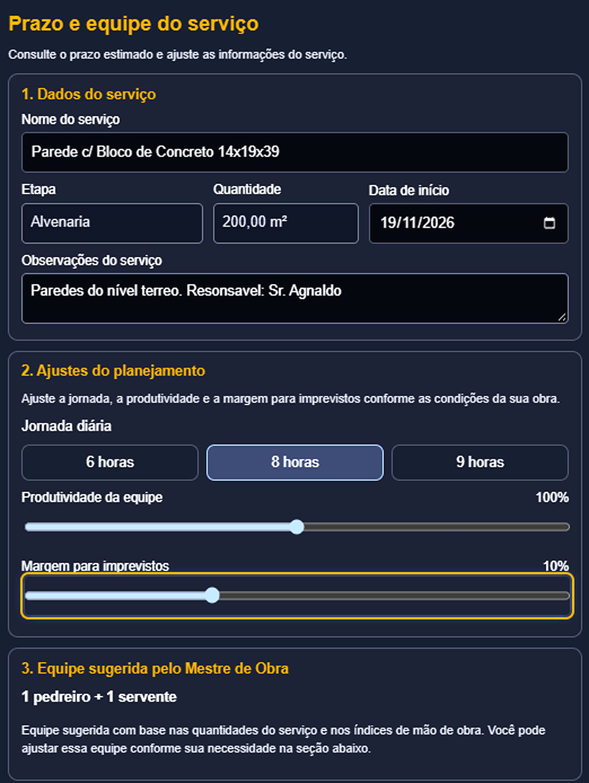 Dimensionamento de equipe