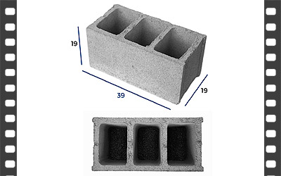 Bloco de concreto comum 19×19×39
