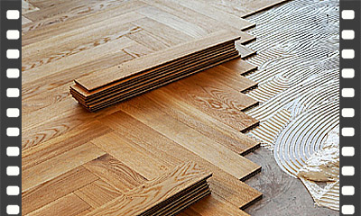 Revestimento de piso em parquet de madeira