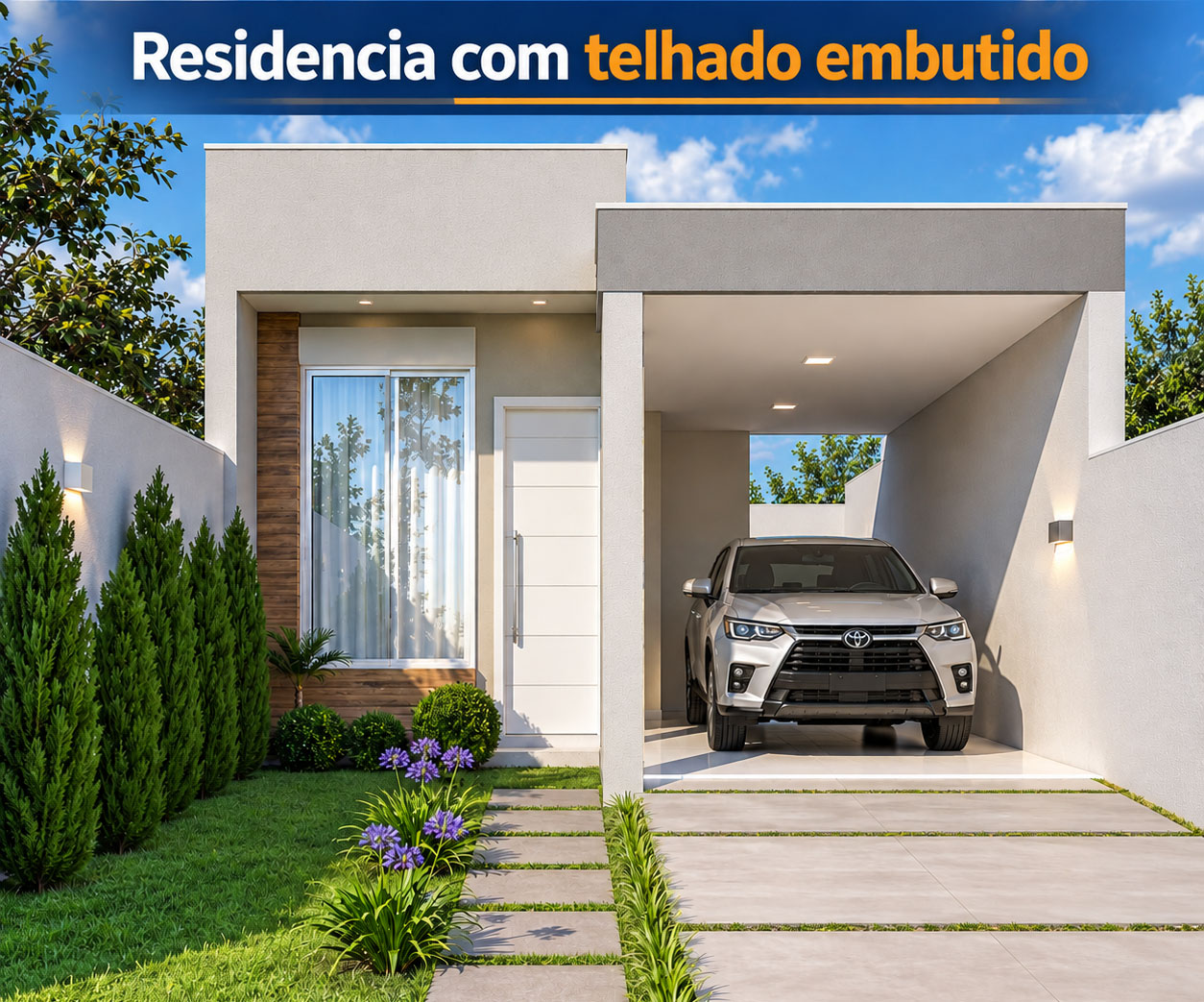 Cobertura com telha metálica fixada em estrutura de madeira sobre laje de concreto - telhado embutido