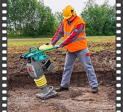 Compactação de aterro utilizando compactador tipo sapo